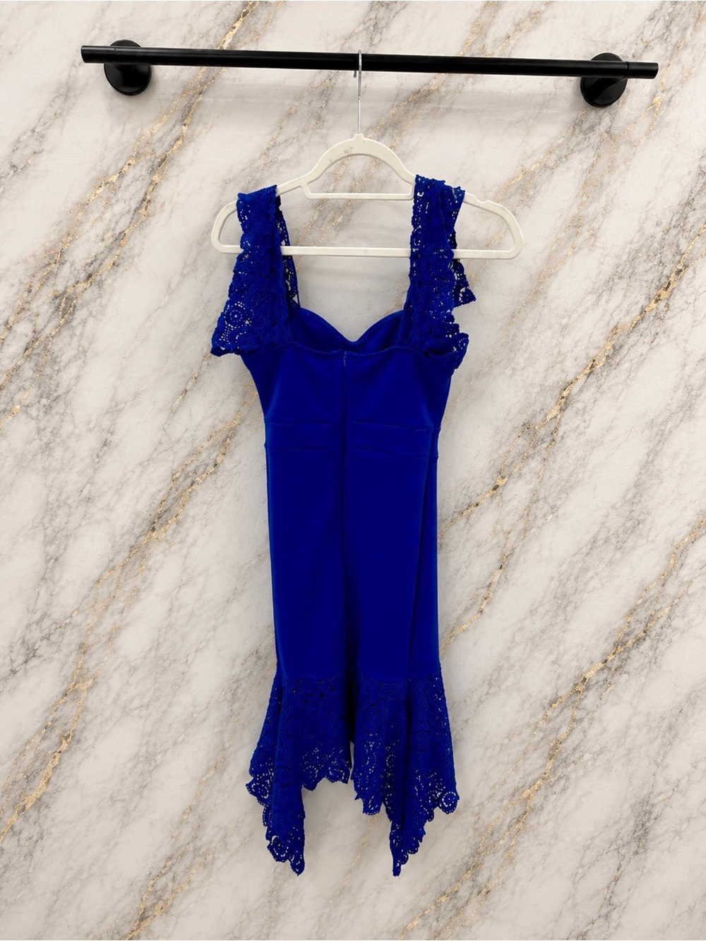 Royal Blue Crochet Lace Fishtail Midi Dress S/M - Picture 5 of 7